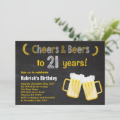 Cheers and Beers 21st Birthday Invitation (Standing Front)
