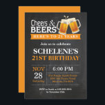 Cheers and Beers 21st Birthday Invitation Card<br><div class="desc">Cheers and Beers 21st Birthday Invitation Card. Adult Birthday. Orange. 16th 18th 20th 21st 30th 40th 50th 60th 70th 80th 90th 100th. Any Age. For further customization,  please click the "Customize it" button and use our design tool to modify this template.</div>