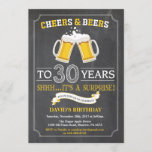 Cheers and Beers 30th Birthday Invitation Card<br><div class="desc">Cheers and Beers 30th Birthday Invitation Card with chalkboard background. For further customization,  please click the "Customize it" button and use our design tool to modify this template.</div>