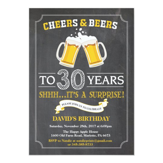 Cheers and Beers 30th Birthday Invitation Card | Zazzle.com