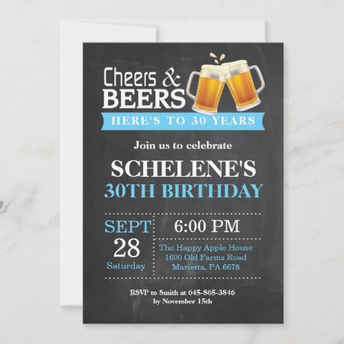 Cheers and Beers 30th Birthday Invitation Card