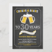 Cheers and Beers 30th Birthday Invitation Card (Front)
