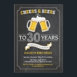 Cheers and Beers 30th Birthday Invitation Card<br><div class="desc">Cheers and Beers 30th Birthday Invitation Card with chalkboard background. 16th 18th 21st 30th 40th 50th 60th 70th 80th 90th 100th. Any Age. For further customization,  please click the "Customize it" button and use our design tool to modify this template.</div>