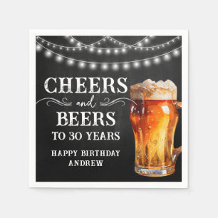 Cheers and Beers 30th Birthday lights Paper Napkin