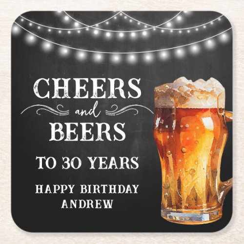 Cheers and Beers 30th Birthday Paper Coaster