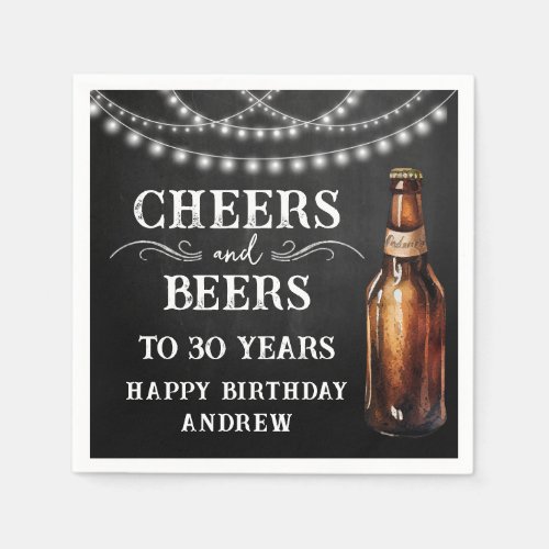 Cheers and Beers 30th Birthday Paper Napkin