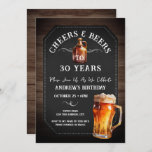 Cheers and Beers 30th Birthday Party Invitation<br><div class="desc">Cheers and Beers Birthday Invitations. Easy to personalize. All text is adjustable and easy to change for your own party needs. Chalkboard and rustic wood background elements. Fun Chalkboard swirls and flourishes. Watercolor beer mug. Invitations for him. Bar or backyard BBQ birthday design. Any age,  just change the text.</div>