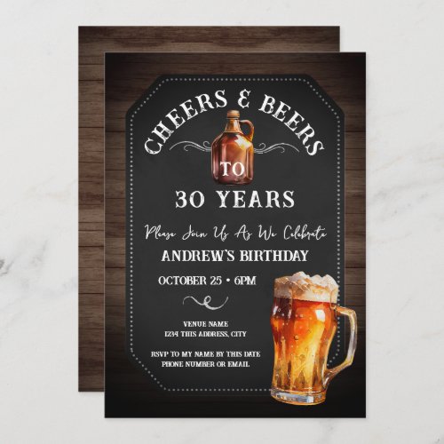Cheers and Beers 30th Birthday Party Invitation