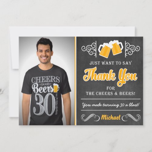 Cheers and Beers 30th Birthday Thank You Card