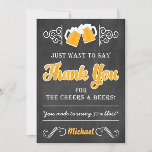 Cheers and Beers 30th Birthday Thank You Card