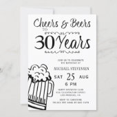 Cheers and beers 30th men casual birthday invitation (Front)