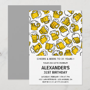 Cheers and Beers 31st birthday invitations Men  
