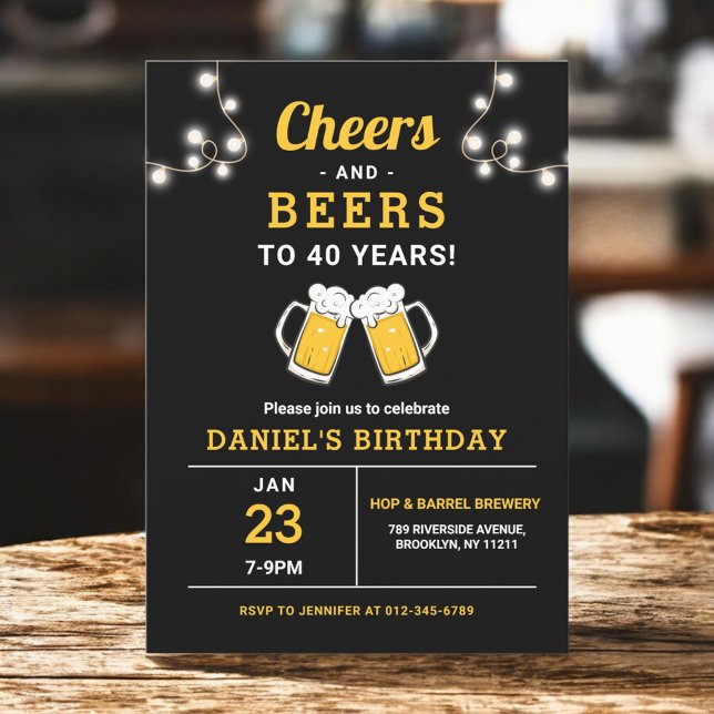 Cheers And Beers 40 Years Birthday Party Invitation (Creator Uploaded)