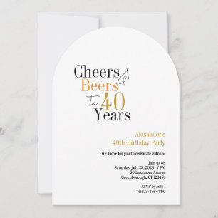 Cheers and Beers 40 years minimal party Invitation
