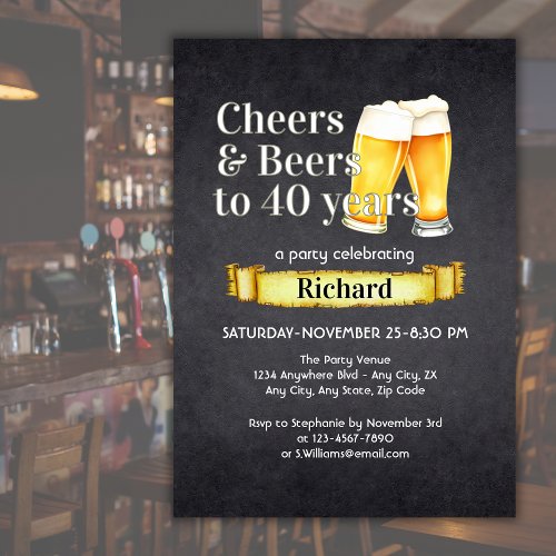 Cheers and Beers 40 Years Simple Vintage Black 