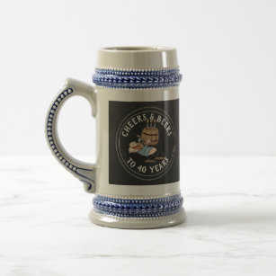 Cheers And Beers 40th Birthday Black And White Beer Stein