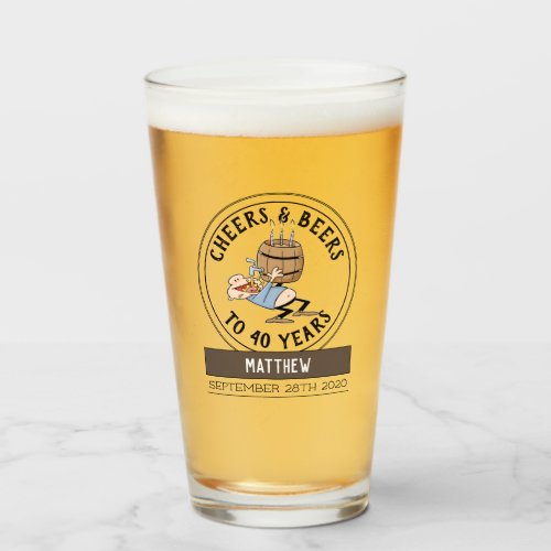 Cheers And Beers 40th Birthday Cartoon Glass