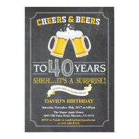 Cheers and Beers 40th Birthday Invitation Card