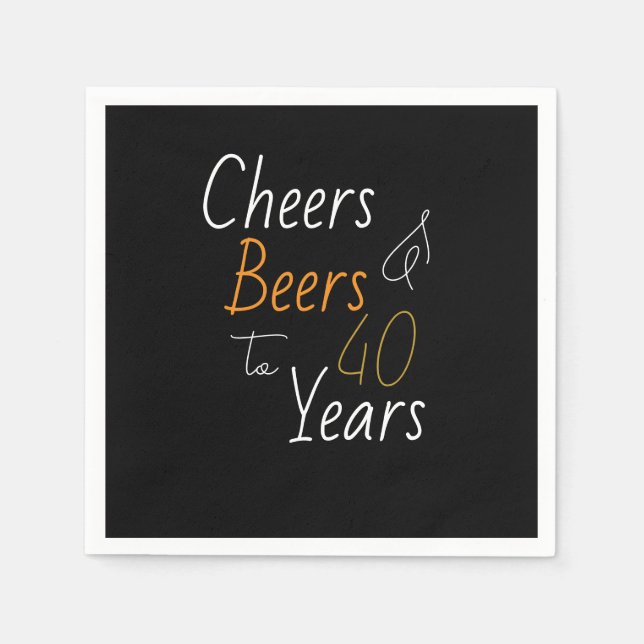 Cheers and Beers 40th Birthday Napkins (Front)