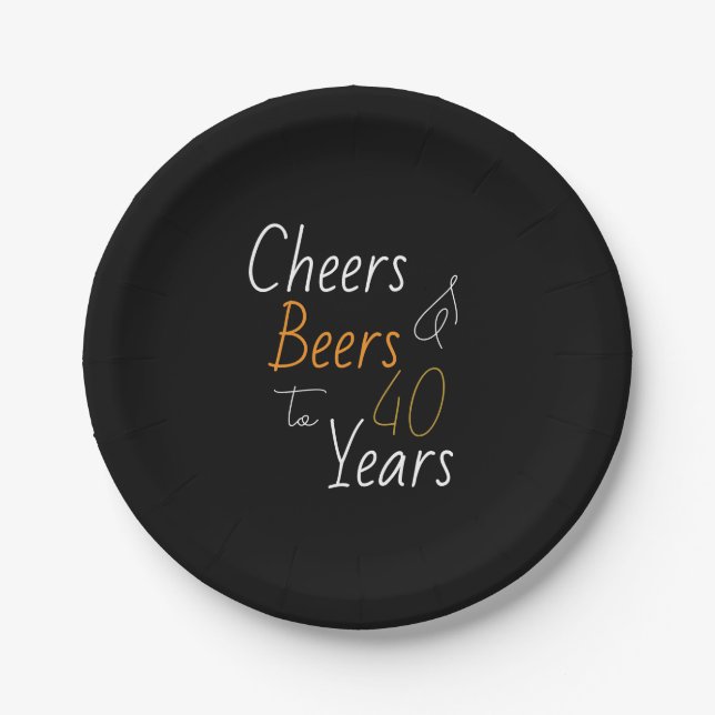 Cheers and Beers 40th Birthday Paper Plates (Front)