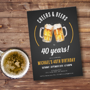 Cheers and Beers 40th Birthday Party Invitation