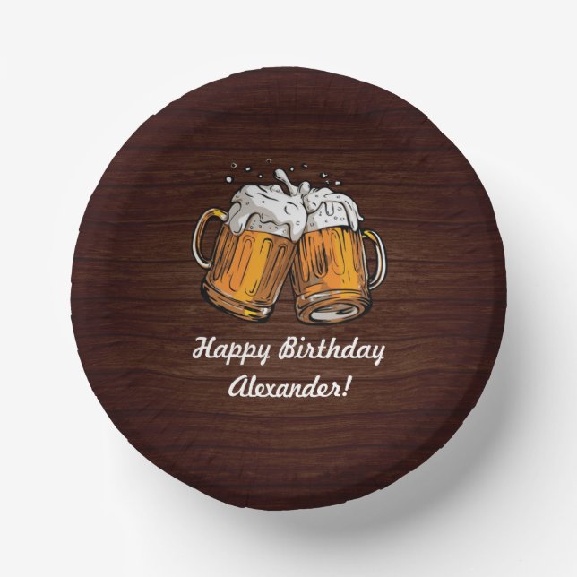 Cheers and Beers 40th Birthday Rustic Paper Bowls (Front)