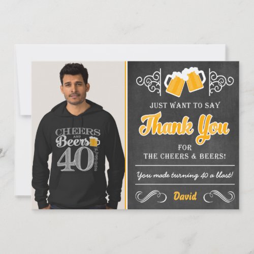 Cheers and Beers 40th Birthday Thank You Card