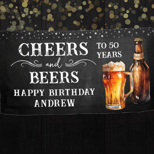 Cheers and Beers 50th Birthday Banner