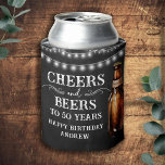 Cheers and Beers 50th Birthday Cooler<br><div class="desc">Rustic Black Chalkboard watercolor beer bottle and pint glass. Rustic Outdoor or bar birthday decore for him. Any age. Easy to personalized template. All text can be adjusted using the design option. Fun,  simple,  casual birthday invites for him.</div>