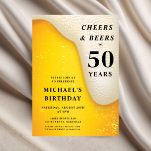 Cheers And Beers 50th Birthday Invitation