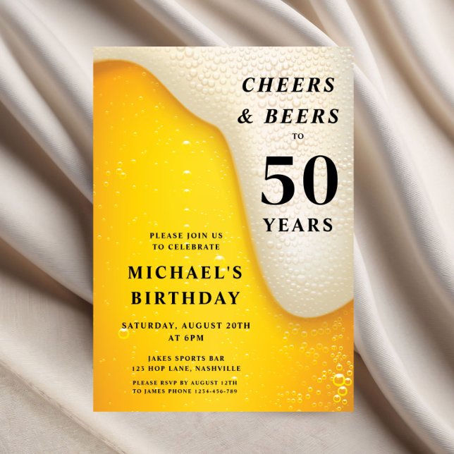 Cheers And Beers 50th Birthday Invitation (Cheers And Beers 50th Birthday Invitation)