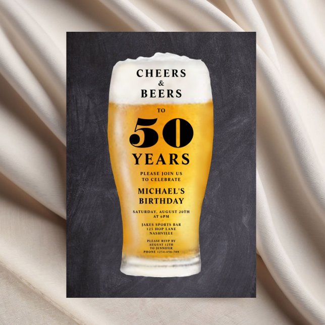 Cheers And Beers 50th Birthday Invitation (Cheers And Beers 50th Birthday Invitation)