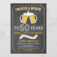 Cheers and Beers 50th Birthday Invitation Card