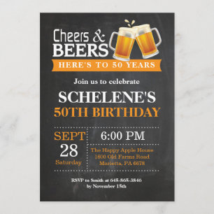 Cheers and Beers 50th Birthday Invitation Card