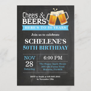 Cheers and Beers 50th Birthday Invitation Card