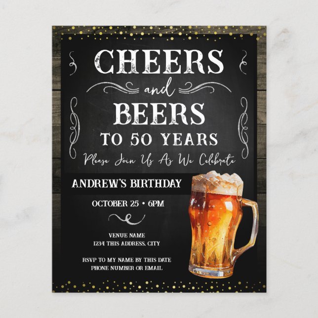 Cheers and Beers 50th Birthday Party Budget (Front)