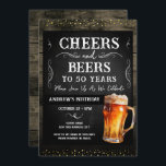 Cheers and Beers 50th Birthday Party Budget Invitation<br><div class="desc">Cheers and Beers Birthday Invitations. Easy to personalize. All text is adjustable and easy to change for your own party needs. Chalkboard and rustic wood background elements. Fun Chalkboard swirls and flourishes. Watercolor beer mug. Invitations for him. Bar or backyard BBQ birthday design. Any age, just change the text. evite,...</div>