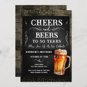 Cheers and Beers 50th Birthday Party Budget Invitation