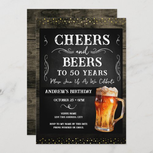 Cheers and Beers 50th Birthday Party Budget Invitation
