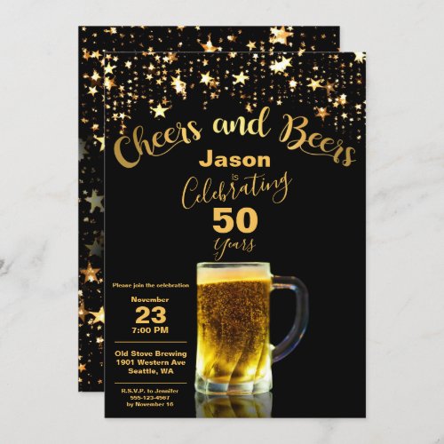 Cheers and Beers 50th Birthday Party Invitation