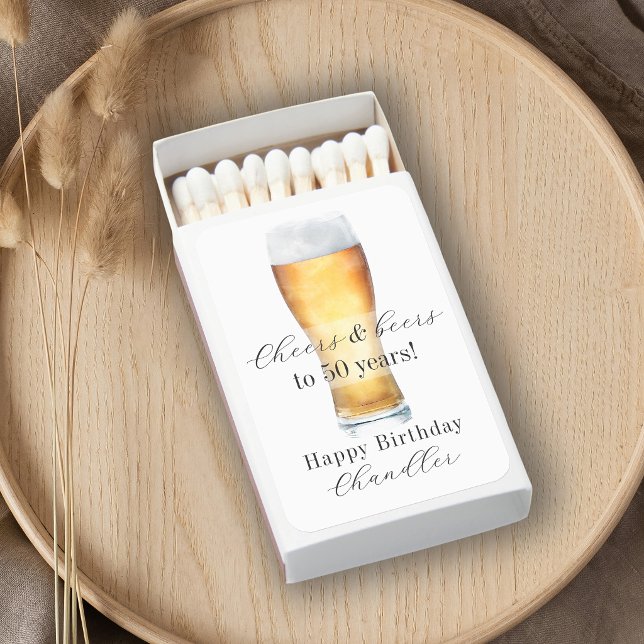 Cheers and Beers 50th Birthday Party Matchboxes (Creator Uploaded)