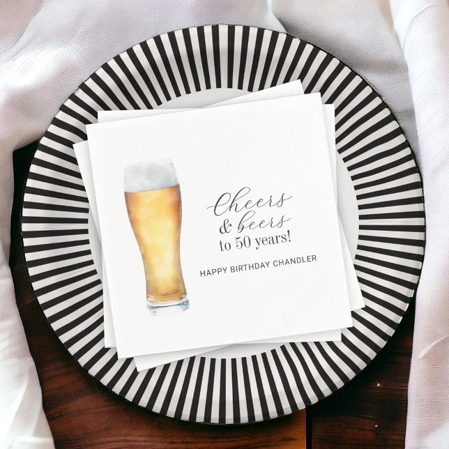 Cheers and Beers 50th Birthday Party Napkins (Creator Uploaded)