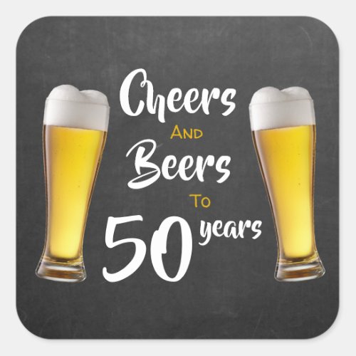 Cheers And Beers 50th Birthday Pints On Chalkboard Square Sticker