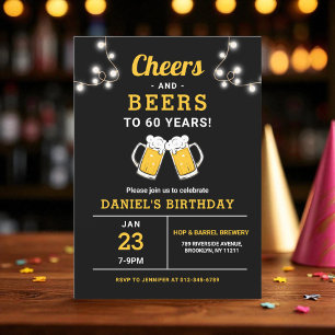 Cheers And Beers 60 Years Birthday Party Invitation