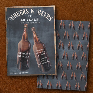 Cheers and Beers 60th Beer Birthday Party Invitation