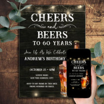 Cheers and Beers 60th Birthday Bar Lights Invitation