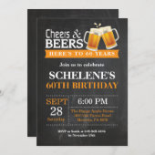 Cheers and Beers 60th Birthday Invitation Card (Front/Back)