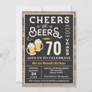 Cheers and Beers 70th Birthday Invitation