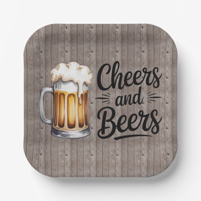 Cheers and Beers Adult Birthday Party  Paper Plates (Front)
