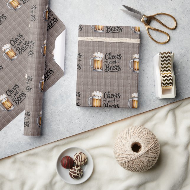 Cheers and Beers Adult Birthday Party  Wrapping Paper (Crafts)